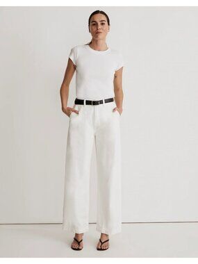 Madewell Harlow Baggy Straight Jeans Tile White 30 Pleated